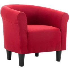 SUPERMARKET Fauteuil Et Tabouret Tissu Rouge Bordeaux -Pas Cher Fauteuil Magasin 61304125 4