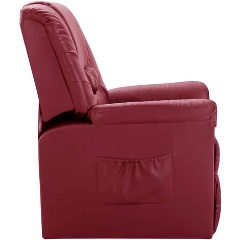 SUPERMARKET Chaise Inclinable Similicuir Rouge Bordeaux 5 SUPERMARKET Chaise Inclinable Similicuir Rouge Bordeaux – Image 3