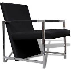 SUPERMARKET Fauteuils 2 Pcs Avec Cadre Chromé Similicuir Noir -Pas Cher Fauteuil Magasin 61304200 3