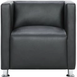 SUPERMARKET Fauteuil Cube Similicuir Gris -Pas Cher Fauteuil Magasin 61304312 3