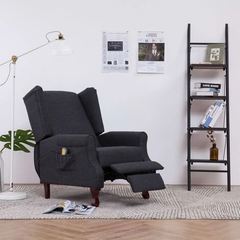 SUPERMARKET Fauteuil Inclinable De Massage Tissu Gris Foncé 5 SUPERMARKET Fauteuil Inclinable De Massage Tissu Gris Foncé – Image 3