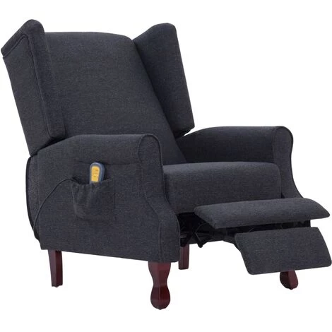 SUPERMARKET Fauteuil Inclinable De Massage Tissu Gris Foncé 6 SUPERMARKET Fauteuil Inclinable De Massage Tissu Gris Foncé – Image 4