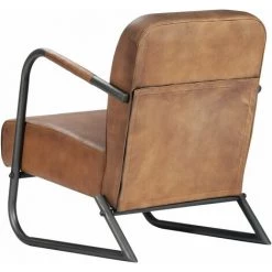 SUPERMARKET Fauteuil De Repos Cuir Véritable Marron Clair -Pas Cher Fauteuil Magasin 61304376 4