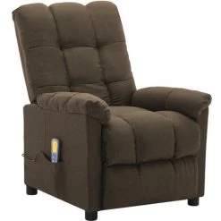 SUPERMARKET Fauteuil Inclinable De Massage Tissu Marron -Pas Cher Fauteuil Magasin 61304631 2
