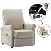 SUPERMARKET Fauteuil Inclinable électrique De Massage Tissu Crème -Pas Cher Fauteuil Magasin 61304704 1