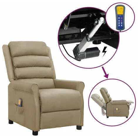 SUPERMARKET Fauteuil Releveur Inclinable De Massage Similicuir Cappuccino 3 SUPERMARKET Fauteuil Releveur Inclinable De Massage Similicuir Cappuccino