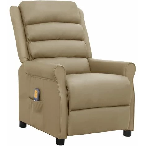 SUPERMARKET Fauteuil Releveur Inclinable De Massage Similicuir Cappuccino 4 SUPERMARKET Fauteuil Releveur Inclinable De Massage Similicuir Cappuccino – Image 2