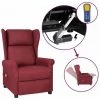 SUPERMARKET Fauteuil Inclinable De Massage Électrique Tissu Rouge Bordeaux -Pas Cher Fauteuil Magasin 61304838 1