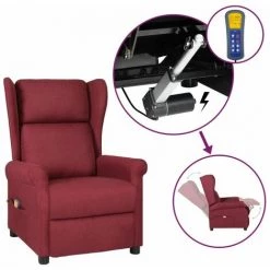 SUPERMARKET Fauteuil Inclinable De Massage Électrique Tissu Rouge Bordeaux