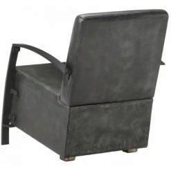 SUPERMARKET Fauteuil De Cuir Véritable Gris -Pas Cher Fauteuil Magasin 61304957 4