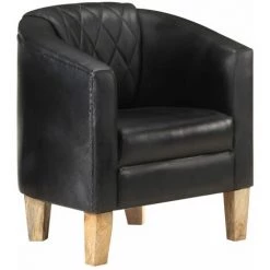 SUPERMARKET Fauteuil Cuir Véritable Noir SUHB-321868