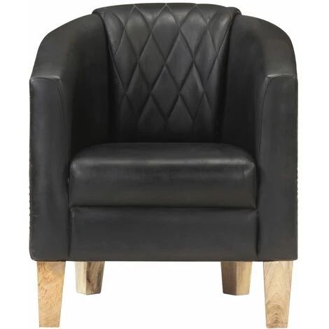 SUPERMARKET Fauteuil Cuir Véritable Noir SUHB-321868 4 SUPERMARKET Fauteuil Cuir Véritable Noir SUHB-321868 – Image 2