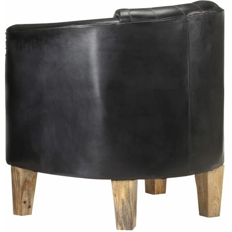 SUPERMARKET Fauteuil Cuir Véritable Noir SUHB-321868 5 SUPERMARKET Fauteuil Cuir Véritable Noir SUHB-321868 – Image 3