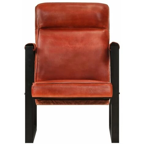 SUPERMARKET Fauteuil 60x75x90 Cm De Chèvre Véritable Marron Foncé Cuir 4 SUPERMARKET Fauteuil 60x75x90 Cm De Chèvre Véritable Marron Foncé Cuir – Image 2