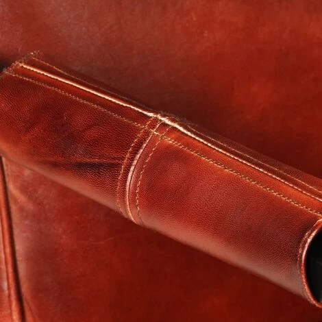 SUPERMARKET Fauteuil 60x75x90 Cm De Chèvre Véritable Marron Foncé Cuir 7 SUPERMARKET Fauteuil 60x75x90 Cm De Chèvre Véritable Marron Foncé Cuir – Image 5