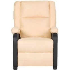SUPERMARKET Fauteuil De Massage Inclinable Similicuir Et Tissu Crème -Pas Cher Fauteuil Magasin 61305150 2