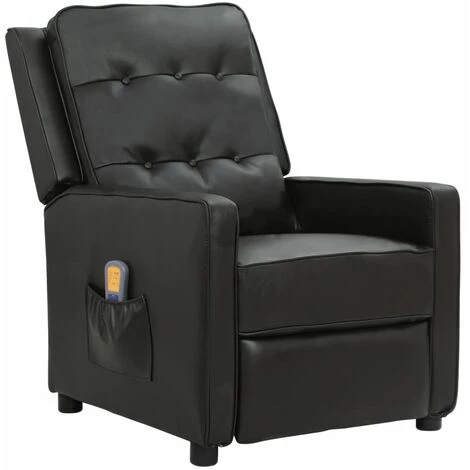 SUPERMARKET Fauteuil De Massage Inclinable Similicuir Brillant Noir 3 SUPERMARKET Fauteuil De Massage Inclinable Similicuir Brillant Noir