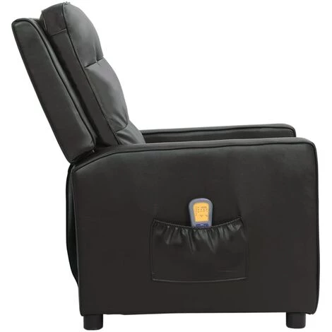 SUPERMARKET Fauteuil De Massage Inclinable Similicuir Brillant Noir 5 SUPERMARKET Fauteuil De Massage Inclinable Similicuir Brillant Noir – Image 3