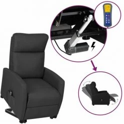 VidaXL Fauteuil Releveur Inclinable Noir Tissu - Noir