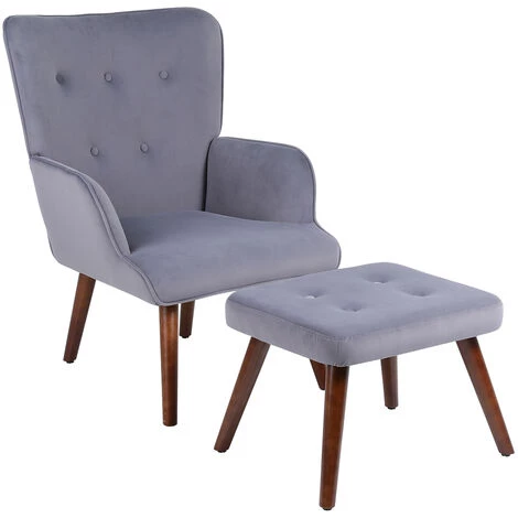 INSMA Chaises De Visiteur Design Fauteuil Canapé Chaise Scandinave Avec Repos Pied Gris 68 X 77 X 92cm 4 INSMA Chaises De Visiteur Design Fauteuil Canapé Chaise Scandinave Avec Repos Pied Gris 68 X 77 X 92cm – Image 2