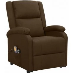 FIMEI Fauteuil Releveur Inclinable De Massage Marron Foncé Tissu -Pas Cher Fauteuil Magasin 61379903 2