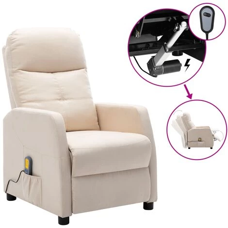FIMEI Fauteuil Inclinable électrique De Massage Crème Tissu 3 FIMEI Fauteuil Inclinable électrique De Massage Crème Tissu