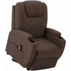 FIMEI Fauteuil Releveur Inclinable Marron Similicuir -Pas Cher Fauteuil Magasin 61379969 2