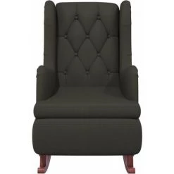FIMEI Fauteuil Avec Pieds à Bascule Bois D'hévéa Gris Foncé Velours -Pas Cher Fauteuil Magasin 61380146 3