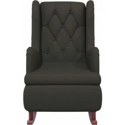FIMEI Fauteuil Avec Pieds à Bascule Bois D'hévéa Gris Foncé Velours -Pas Cher Fauteuil Magasin 61380146 4