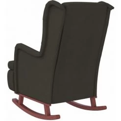 FIMEI Fauteuil Avec Pieds à Bascule Bois D'hévéa Gris Foncé Velours -Pas Cher Fauteuil Magasin 61380146 5