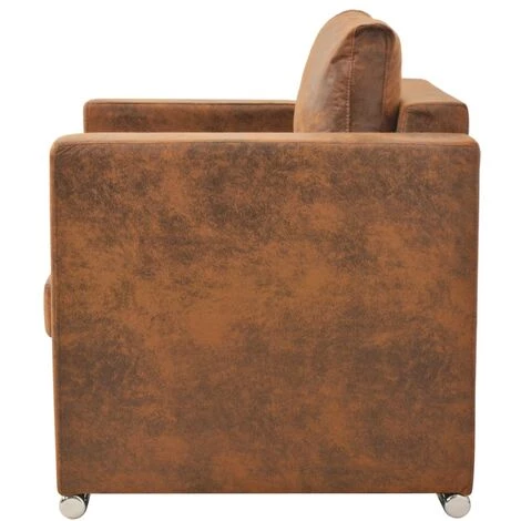 FIMEI Fauteuil Marron Similicuir Daim 5 FIMEI Fauteuil Marron Similicuir Daim – Image 3