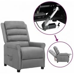 FIMEI Fauteuil Releveur Inclinable Gris Similicuir