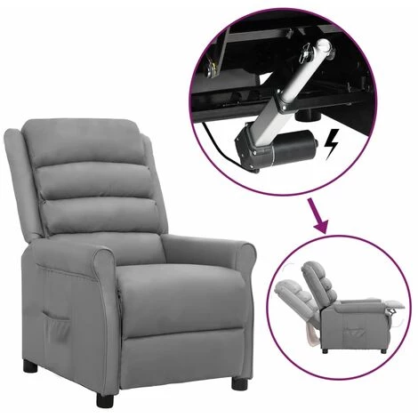 FIMEI Fauteuil Releveur Inclinable Gris Similicuir 3 FIMEI Fauteuil Releveur Inclinable Gris Similicuir