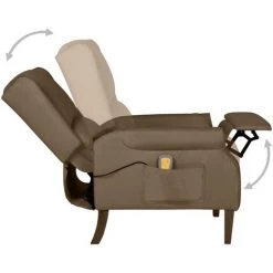 FIMEI Fauteuil De Massage Inclinable Taupe Tissu -Pas Cher Fauteuil Magasin 61380552 5