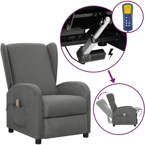 FIMEI Fauteuil Releveur Inclinable De Massage Gris Clair Tissu 3 FIMEI Fauteuil Releveur Inclinable De Massage Gris Clair Tissu