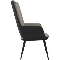 FIMEI Chaise De Relaxation Gris Clair Velours Et PVC -Pas Cher Fauteuil Magasin 61381689 4
