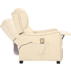 FIMEI Fauteuil De Massage Inclinable Crème Tissu -Pas Cher Fauteuil Magasin 61382053 5