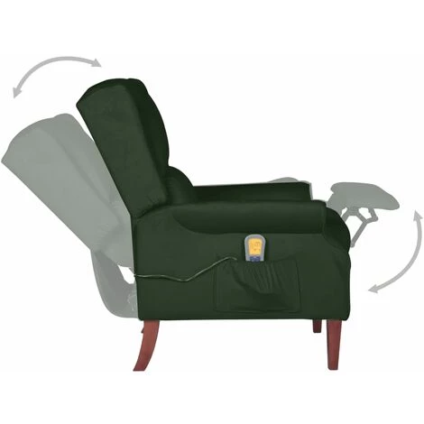 FIMEI Fauteuil De Massage Inclinable Vert Foncé Velours 7 FIMEI Fauteuil De Massage Inclinable Vert Foncé Velours – Image 5