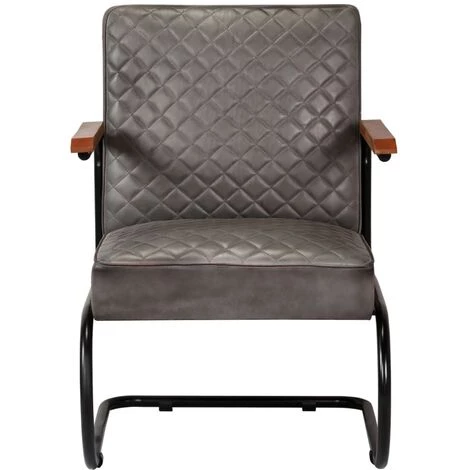 FIMEI Fauteuil Gris Cuir Véritable 5 FIMEI Fauteuil Gris Cuir Véritable – Image 3