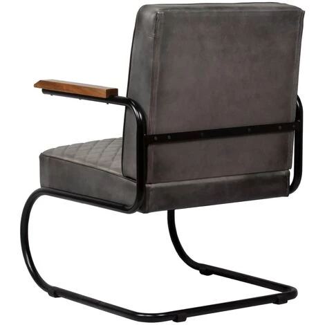 FIMEI Fauteuil Gris Cuir Véritable 6 FIMEI Fauteuil Gris Cuir Véritable – Image 4