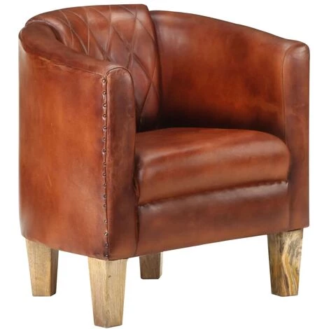 FIMEI Fauteuil Marron Cuir Véritable 3 FIMEI Fauteuil Marron Cuir Véritable