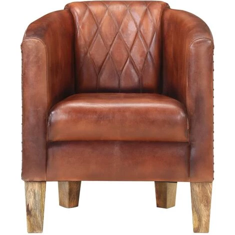 FIMEI Fauteuil Marron Cuir Véritable 4 FIMEI Fauteuil Marron Cuir Véritable – Image 2