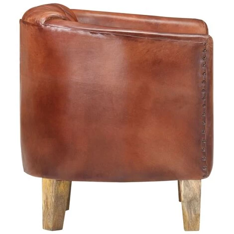 FIMEI Fauteuil Marron Cuir Véritable 5 FIMEI Fauteuil Marron Cuir Véritable – Image 3