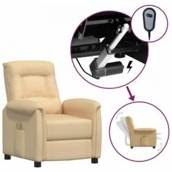 FIMEI Fauteuil Releveur Inclinable De Massage Crème Tissu Microfibre -Pas Cher Fauteuil Magasin 61382855 2