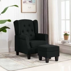 FIMEI Fauteuil Avec Repose-pied Noir Tissu