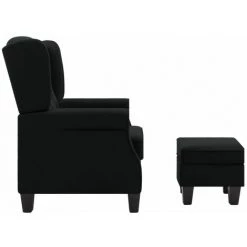 FIMEI Fauteuil Avec Repose-pied Noir Tissu -Pas Cher Fauteuil Magasin 61382989 4