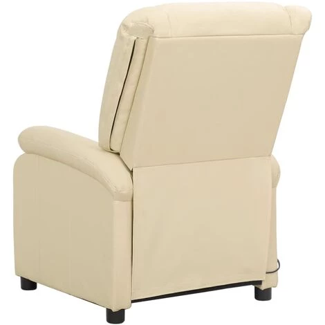 FIMEI Fauteuil Releveur Inclinable De Massage Crème Cuir Véritable 6 FIMEI Fauteuil Releveur Inclinable De Massage Crème Cuir Véritable – Image 4