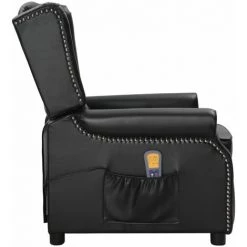 FIMEI Fauteuil De Massage Inclinable Noir Similicuir Brillant -Pas Cher Fauteuil Magasin 61383107 3