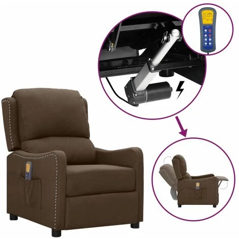 FIMEI Fauteuil Releveur Inclinable De Massage Marron Tissu 3 FIMEI Fauteuil Releveur Inclinable De Massage Marron Tissu
