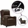 FIMEI Fauteuil Releveur Inclinable Massage Marron Similicuir Brillant